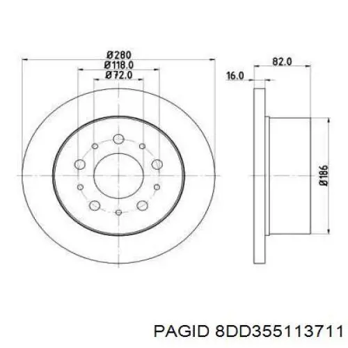 8DD355113711 HELLA-PAGID диск тормозной задний