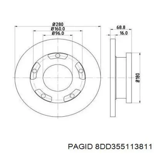 8DD355113811 HELLA-PAGID диск тормозной задний