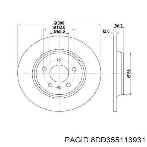 8DD355113931 HELLA-PAGID диск тормозной задний