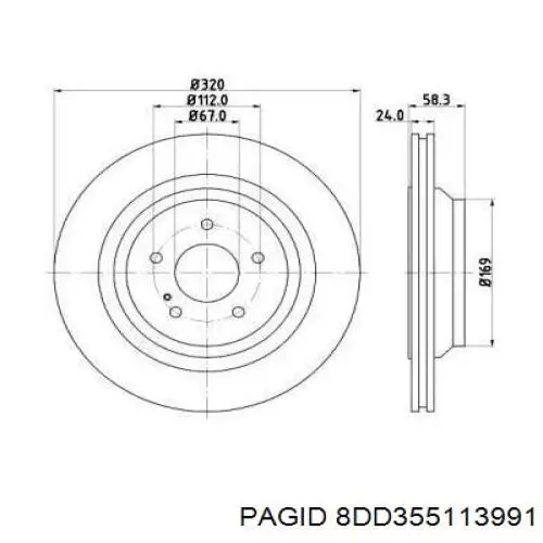 8DD355113991 HELLA-PAGID диск тормозной задний