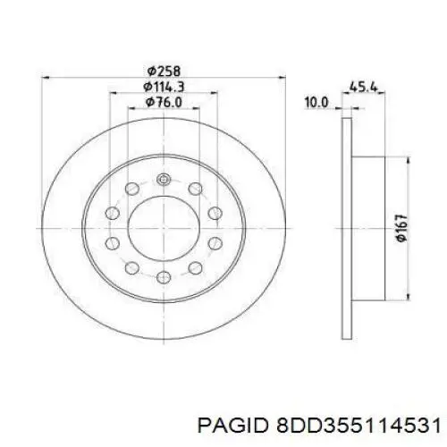 Тормозные диски 8DD355114531 HELLA-PAGID