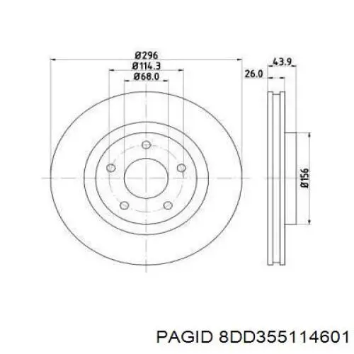 8DD355114601 HELLA-PAGID диск тормозной передний