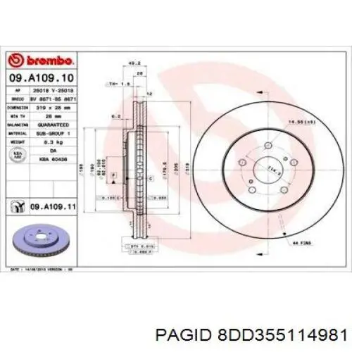Передние тормозные диски 8DD355114981 HELLA-PAGID