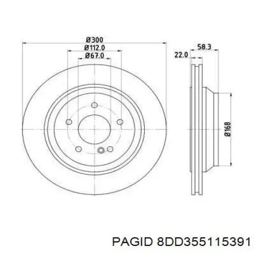 Тормозные диски 8DD355115391 HELLA-PAGID