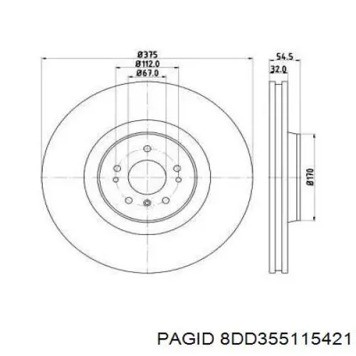 8DD355115421 HELLA-PAGID диск тормозной передний