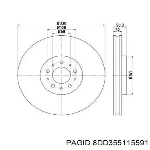 Передние тормозные диски 8DD355115591 HELLA-PAGID