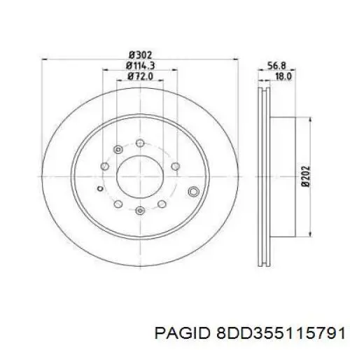 8DD355115791 HELLA-PAGID диск тормозной задний