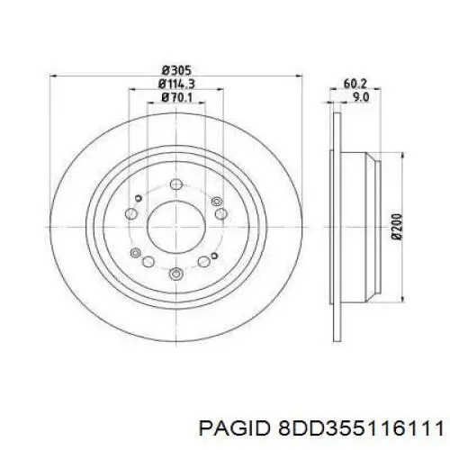 8DD355116111 HELLA-PAGID диск тормозной задний