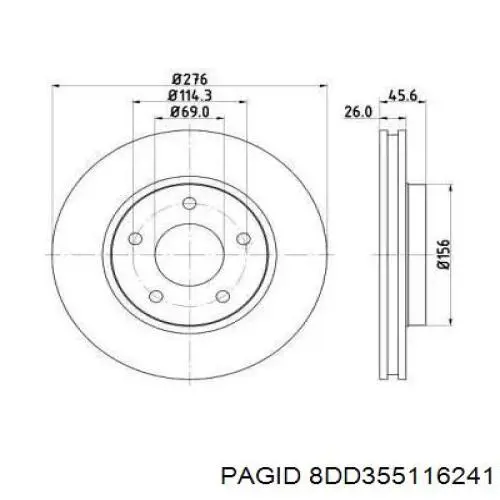 8DD355116241 HELLA-PAGID тормозные диски