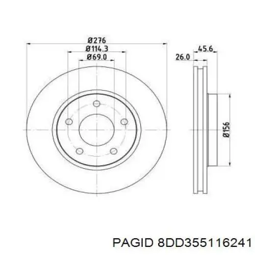 Передние тормозные диски 8DD355116241 HELLA-PAGID