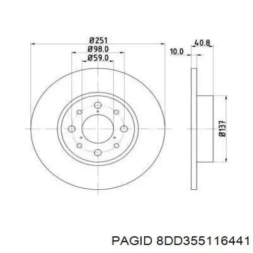 Тормозные диски 8DD355116441 HELLA-PAGID