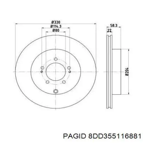 8DD355116881 HELLA-PAGID тормозные диски