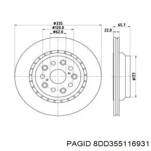 Тормозные диски 8DD355116931 HELLA-PAGID