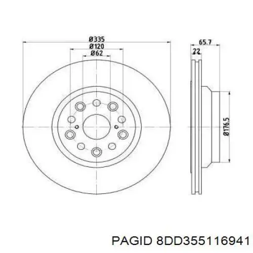 Тормозные диски 8DD355116941 HELLA-PAGID