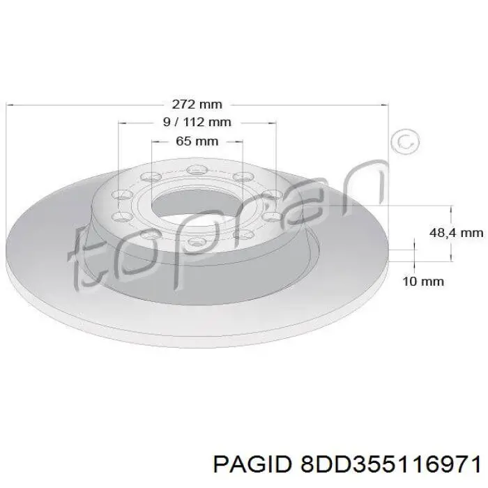 Купить 8DD355116971 HELLA-PAGID Диск тормозной задний