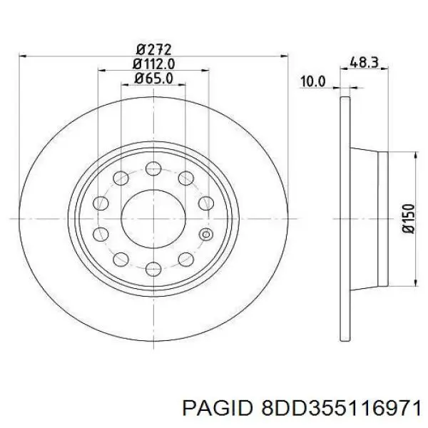 8DD355116971 HELLA-PAGID диск тормозной задний