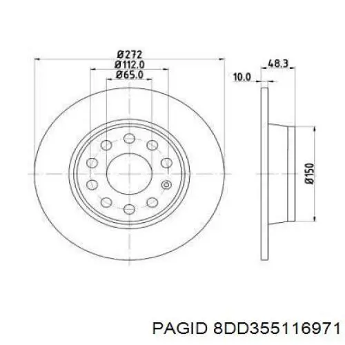 Задний тормозной диск HELLA-PAGID 8DD355116971 цена, от 24.01 USD