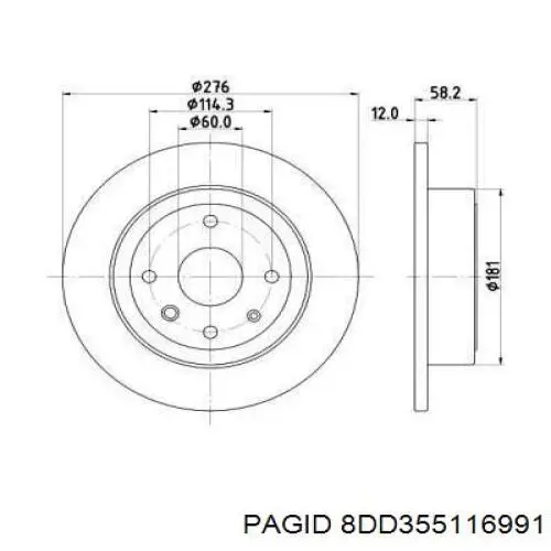 Тормозные диски 8DD355116991 HELLA-PAGID