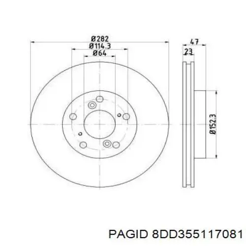 8DD 355 117-081 HELLA-PAGID диск тормозной передний