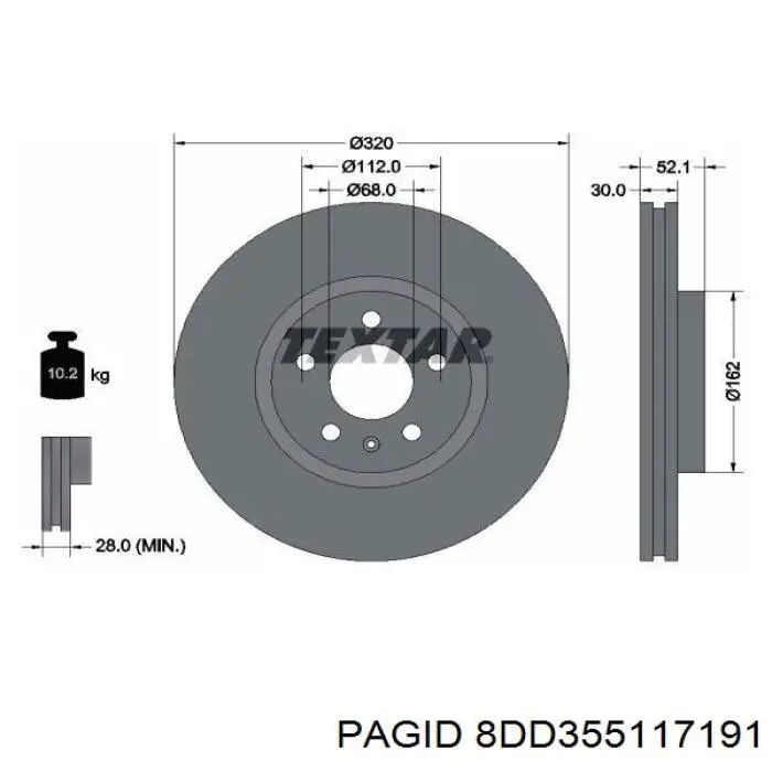 Купить 8DD355117191 HELLA-PAGID Ротор тормозной