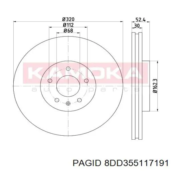 Тормоз дисковый передний HELLA-PAGID 8DD355117191 цена, от 69.91 USD