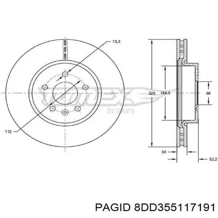 8DD355117191 HELLA-PAGID Диск тормозной передний