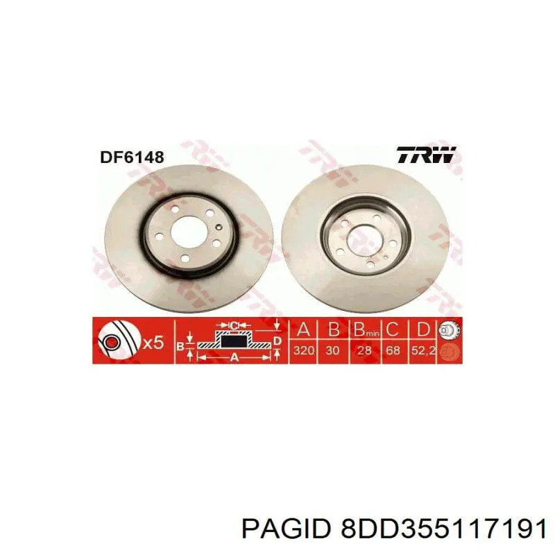 Купить 8DD355117191 HELLA-PAGID Ротор тормозной