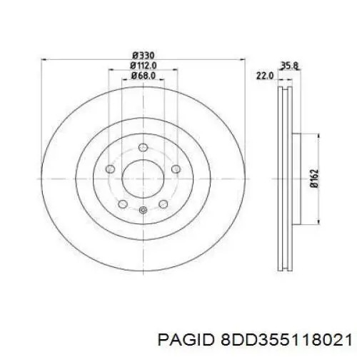 8DD355118021 HELLA-PAGID диск тормозной задний