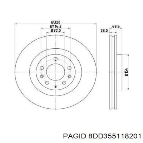 8DD355118201 HELLA-PAGID диск тормозной передний