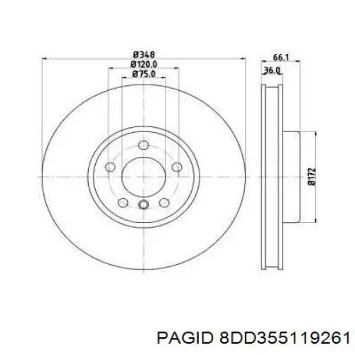 8DD355119261 HELLA-PAGID диск тормозной передний