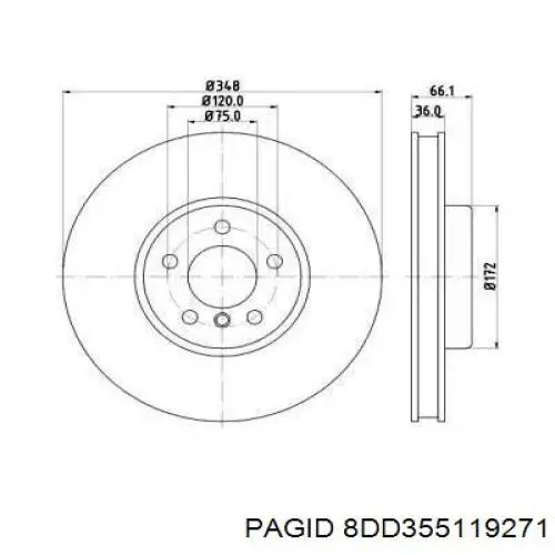 Передние тормозные диски 8DD355119271 HELLA-PAGID