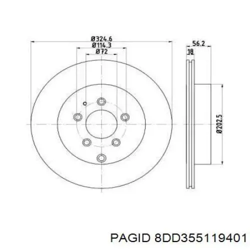 8DD 355 119-401 HELLA-PAGID диск тормозной задний