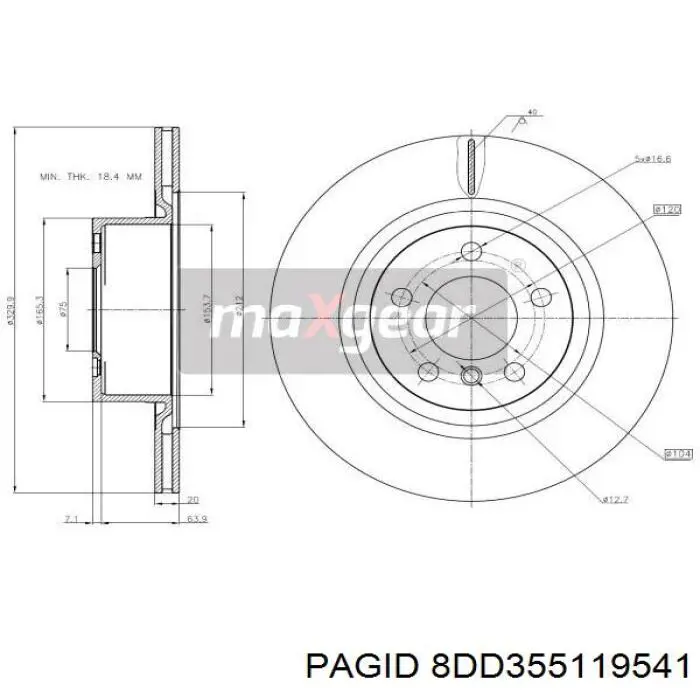 Задний дисковый тормоз HELLA-PAGID 8DD355119541