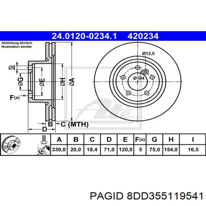 Задний тормозной диск HELLA-PAGID 8DD355119541 цена, от 63.94 USD