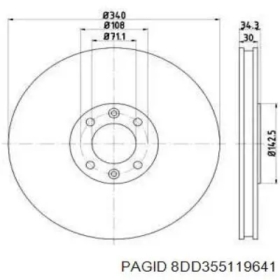 Передние тормозные диски 8DD355119641 HELLA-PAGID