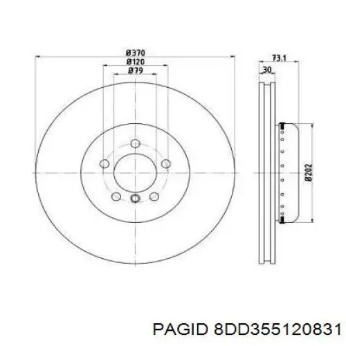 Передние тормозные диски 8DD355120831 HELLA-PAGID