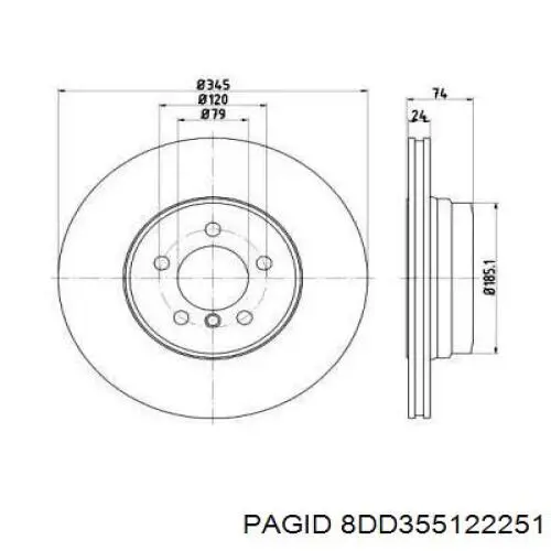 Тормозные диски 8DD355122251 HELLA-PAGID