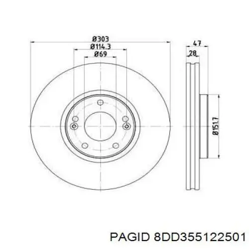 8DD 355 122-501 HELLA-PAGID диск тормозной передний