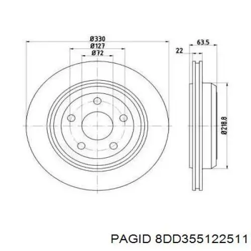 Тормозные диски 8DD355122511 HELLA-PAGID