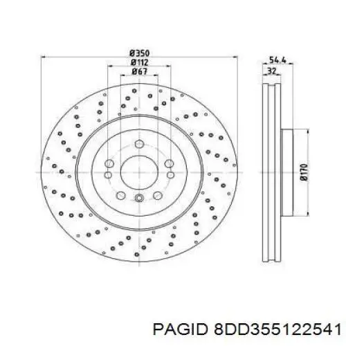 Передние тормозные диски 8DD355122541 HELLA-PAGID