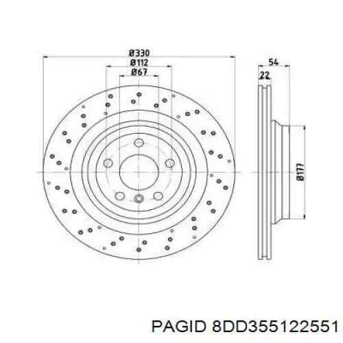 Тормозные диски 8DD355122551 HELLA-PAGID