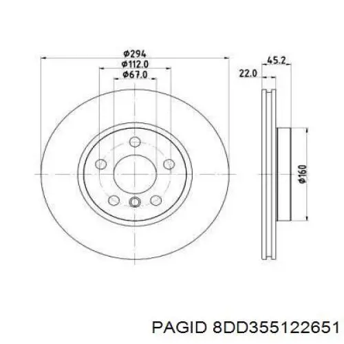 Передние тормозные диски 8DD355122651 HELLA-PAGID