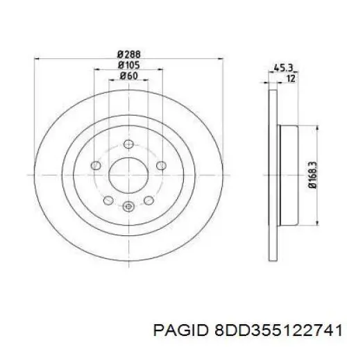 Тормозные диски 8DD355122741 HELLA-PAGID