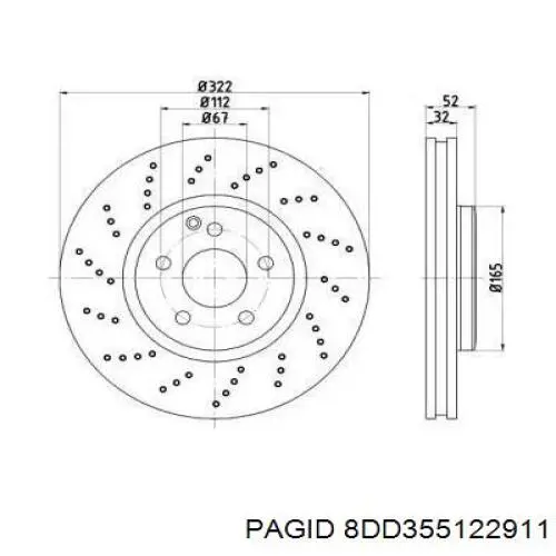 Передние тормозные диски 8DD355122911 HELLA-PAGID