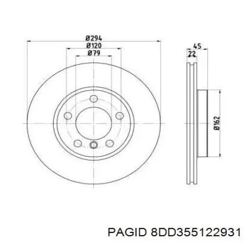 Передние тормозные диски 8DD355122931 HELLA-PAGID