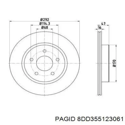 8DD 355 123-061 HELLA-PAGID тормозные диски