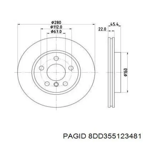 Передние тормозные диски 8DD355123481 HELLA-PAGID