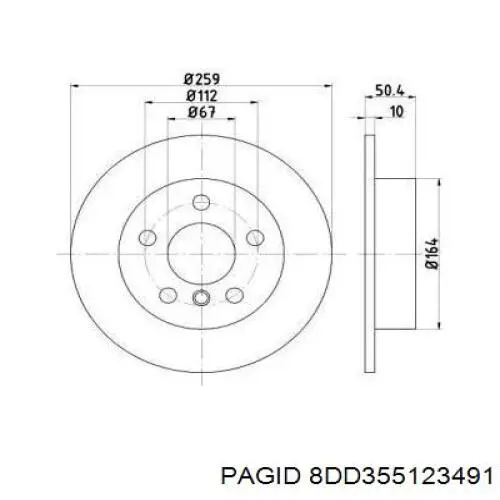 Тормозные диски 8DD355123491 HELLA-PAGID