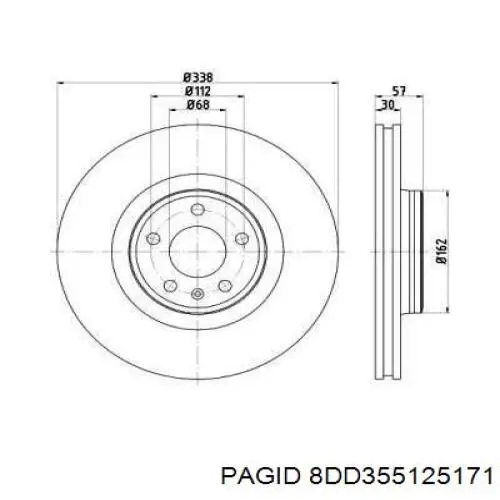 Передние тормозные диски 8DD355125171 HELLA-PAGID