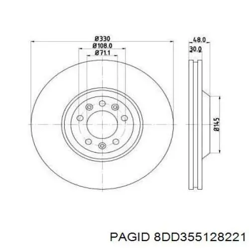 Передние тормозные диски 8DD355128221 HELLA-PAGID